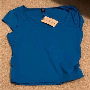 NWT SHEIN Vibrant Blue Short Sleeve Crewneck Tee
